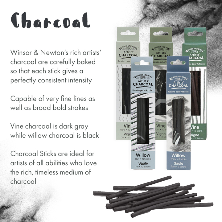 Derwent Natural Charcoal, Compressed Charcoal, Willow and Vine