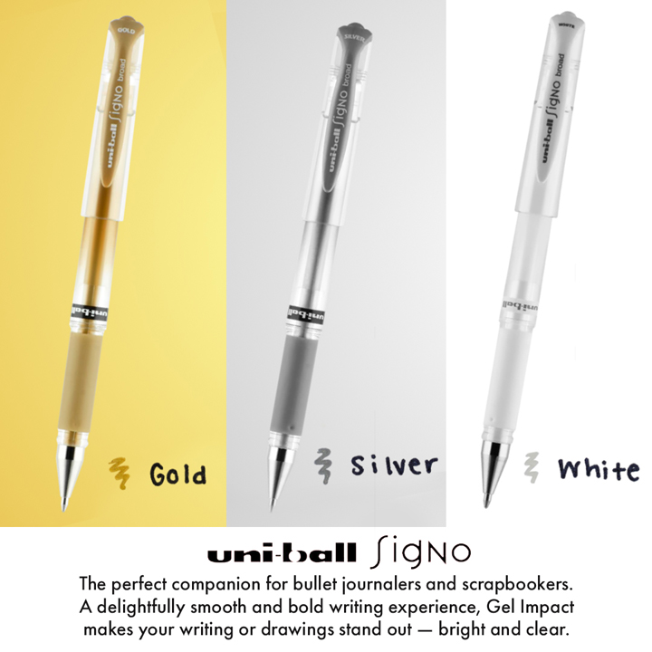 uni-ball Signo Metallic and White Gel Pens
