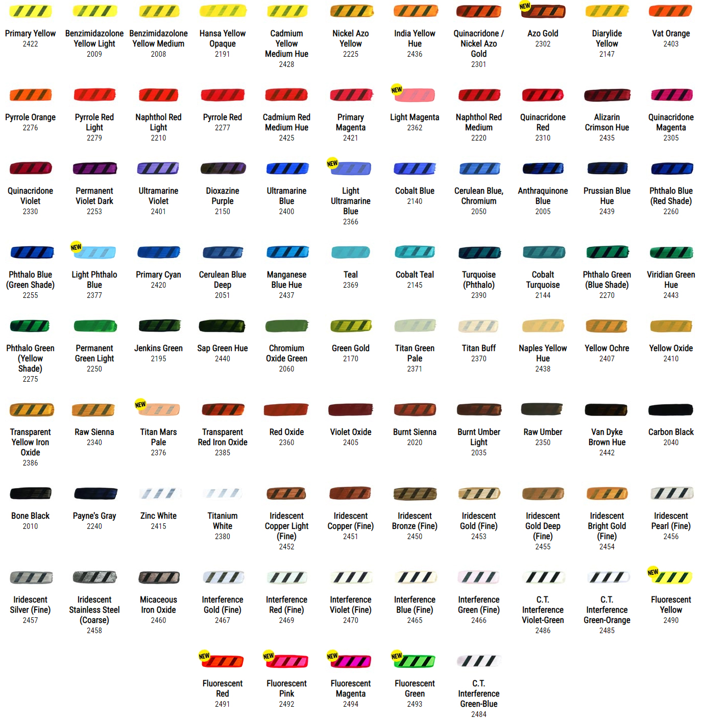Golden Fluid Color Chart